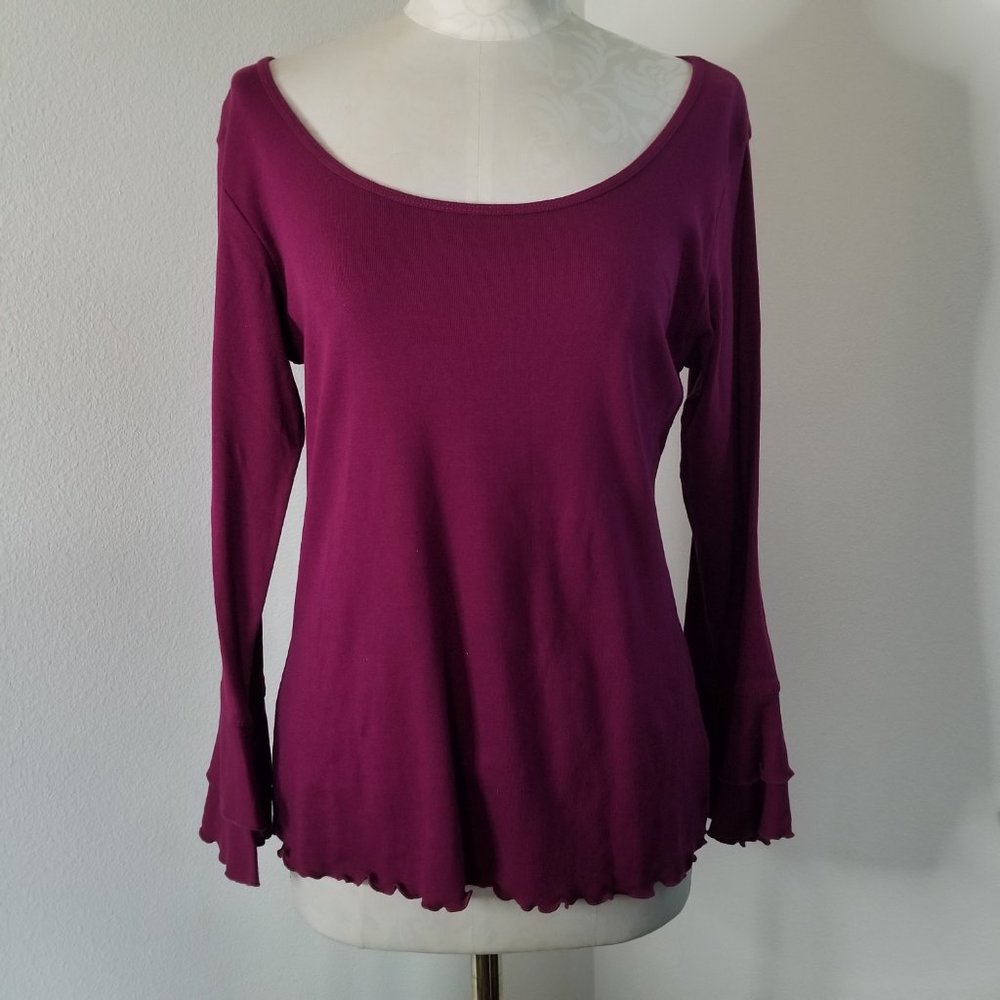 Magenta Pink Ruffle Top Large - Picture 2 of 7